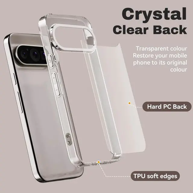 Alt view image 3 of 7 - Entronix Bundle Compatible with Pixel 9 Pro XL - Clear Case & 2 Clear Screen Protectors