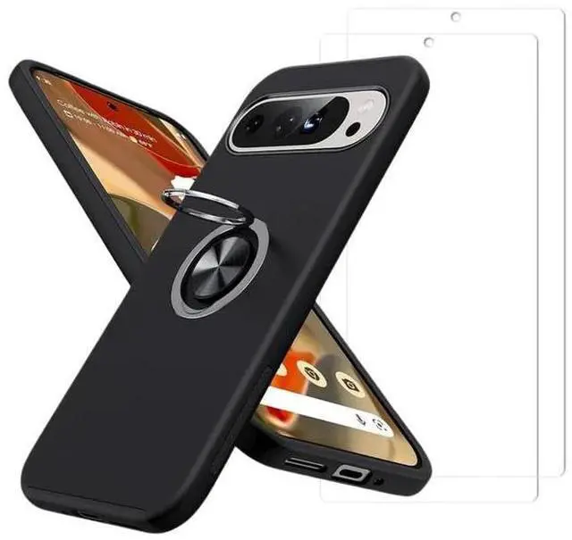 Alt view image 2 of 7 - Entronix Bundle Compatible with Pixel 9 Pro XL - 360º Circular Ring Gripstand Case & 2 Clear Screen Protectors