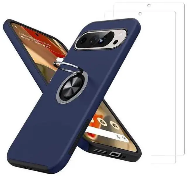 Alt view image 3 of 7 - Entronix Bundle Compatible with Pixel 9 Pro XL - 360º Circular Ring Gripstand Case & 2 Clear Screen Protectors