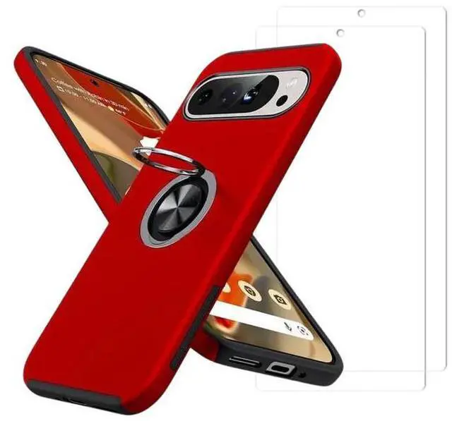 Main image of Entronix Bundle Compatible with Pixel 9 Pro XL - 360º Circular Ring Gripstand Case & 2 Clear Screen Protectors