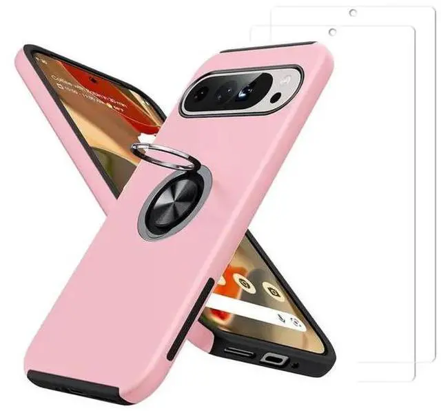Alt view image 4 of 7 - Entronix Bundle Compatible with Pixel 9 Pro XL - 360º Circular Ring Gripstand Case & 2 Clear Screen Protectors