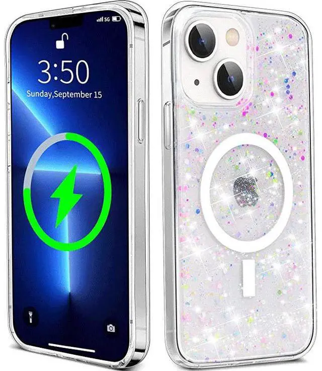 Alt view image 7 of 7 - Entronix [Magnetic] Case Compatible with iPhone 14 - Iridescent Chunky Glitter