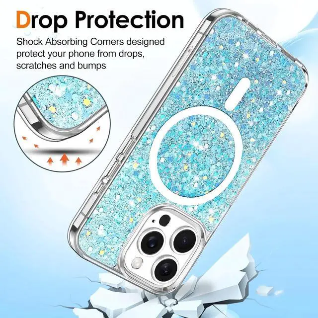 Alt view image 5 of 7 - Entronix [Magnetic] Case Compatible with iPhone 14 - Iridescent Chunky Glitter
