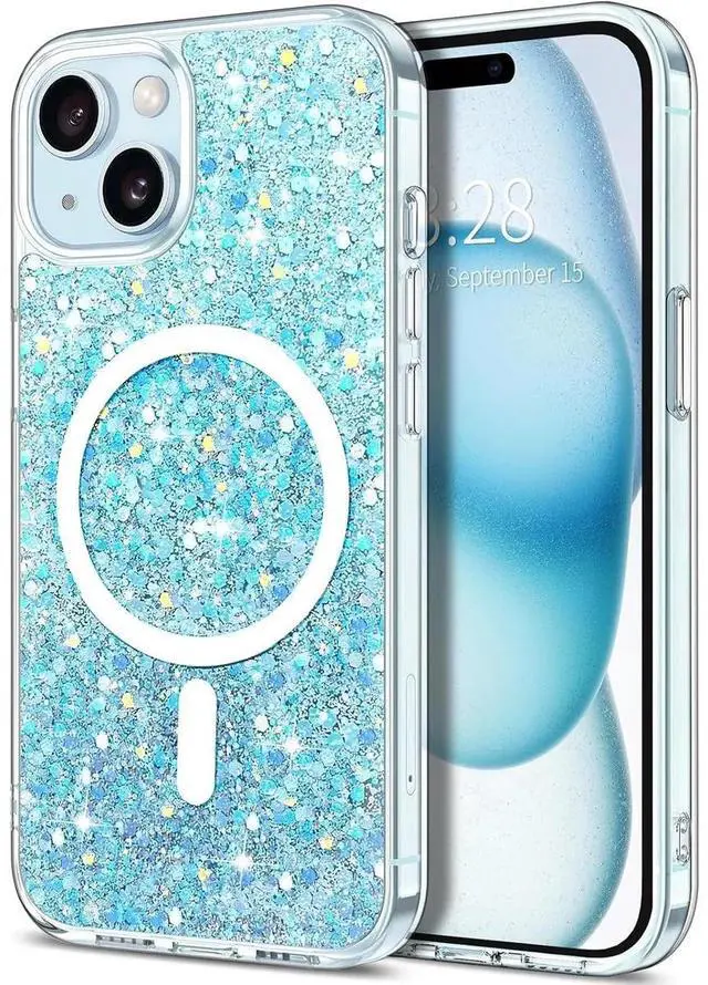 Main image of Entronix [Magnetic] Case Compatible with iPhone 14 - Iridescent Chunky Glitter