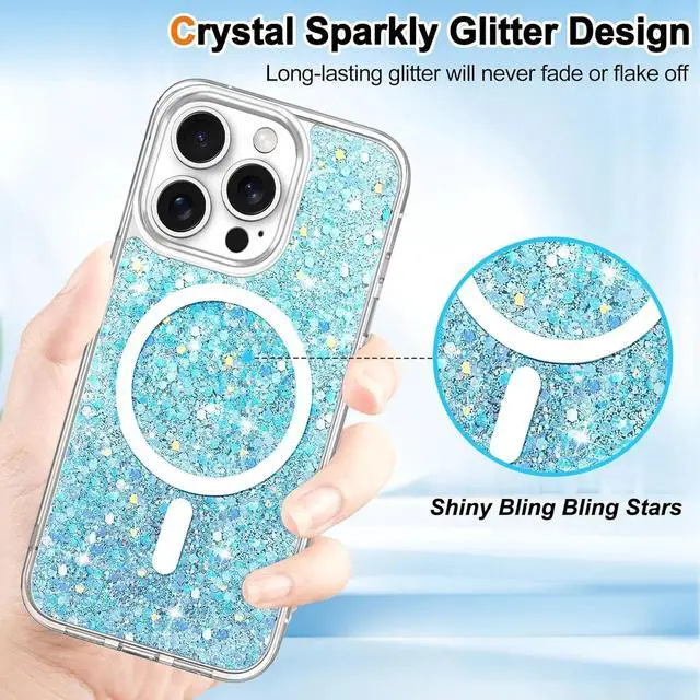 Alt view image 3 of 7 - Entronix [Magnetic] Case Compatible with iPhone 14 - Iridescent Chunky Glitter