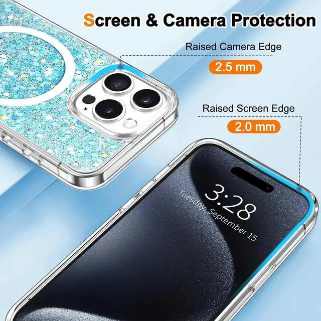 Alt view image 4 of 7 - Entronix [Magnetic] Case Compatible with iPhone 14 - Iridescent Chunky Glitter