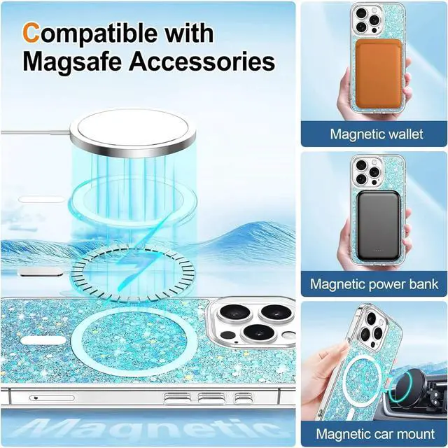 Alt view image 6 of 7 - Entronix [Magnetic] Case Compatible with iPhone 14 - Iridescent Chunky Glitter