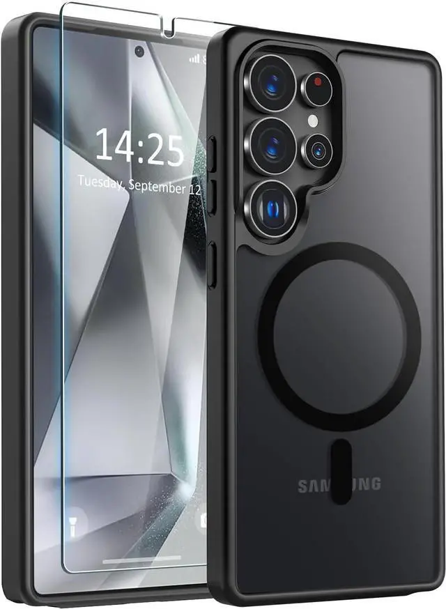 Alt view image 2 of 7 - Entronix Bundle Compatible with Galaxy S25 Ultra - [Magnetic] Translucent Matte Case & 1 Clear Screen Protector