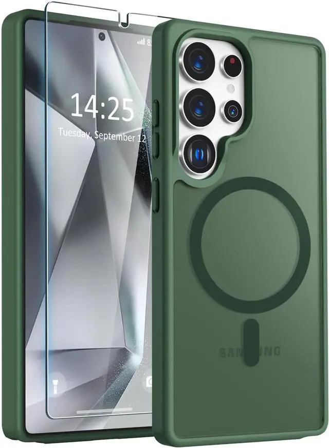 Alt view image 3 of 7 - Entronix Bundle Compatible with Galaxy S25 Ultra - [Magnetic] Translucent Matte Case & 1 Clear Screen Protector