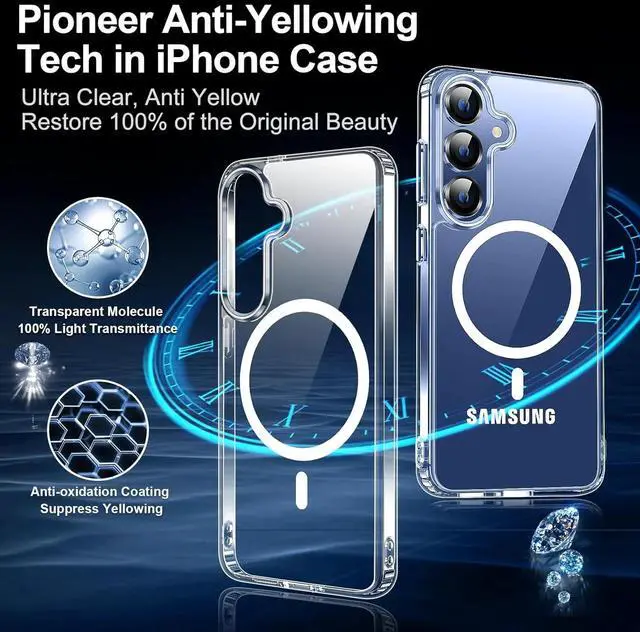 Alt view image 4 of 5 - Entronix Bundle Compatible with Galaxy S24 - [Magnetic] Clear Case & 1 Clear Screen Protector
