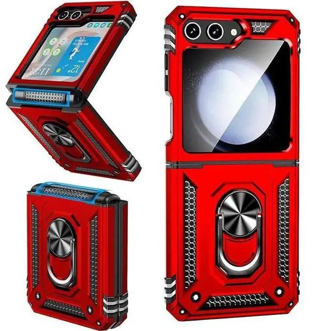 Alt view image 3 of 7 - Entronix Case Compatible with Galaxy Z Flip 6 - Dual-Layer Guard Gripstand