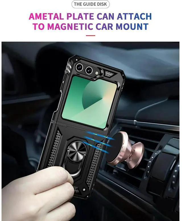 Alt view image 7 of 7 - Entronix Case Compatible with Galaxy Z Flip 6 - Dual-Layer Guard Gripstand