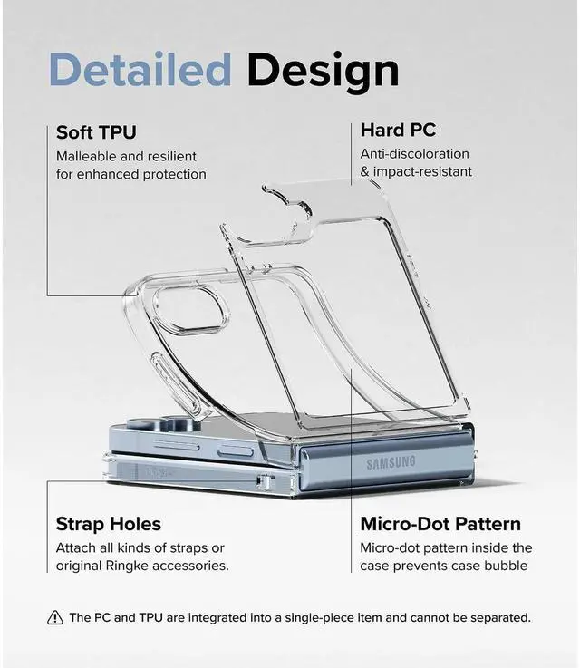 Alt view image 5 of 6 - Entronix Case Compatible with Galaxy Z Flip 6 - [Hard Back] Clear Cover