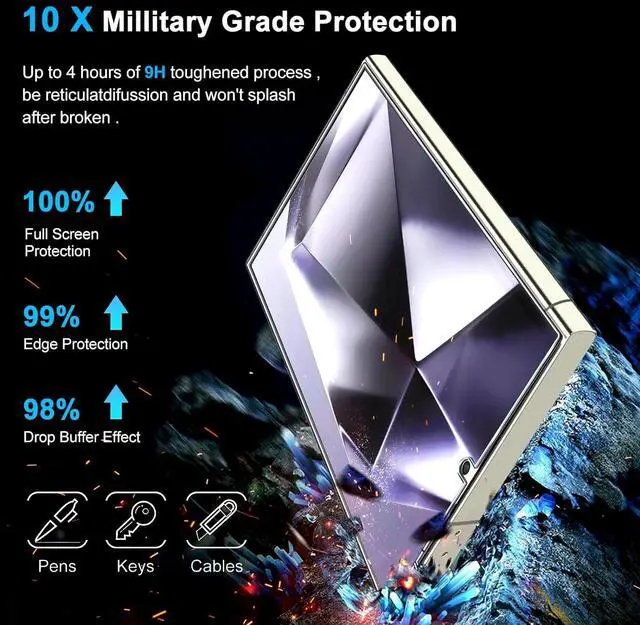Alt view image 2 of 7 - Entronix Anti-Spy Privacy Screen Protector & Camera Lens Protector Compatible with Galaxy S25 Plus - 4 Piece Combo
