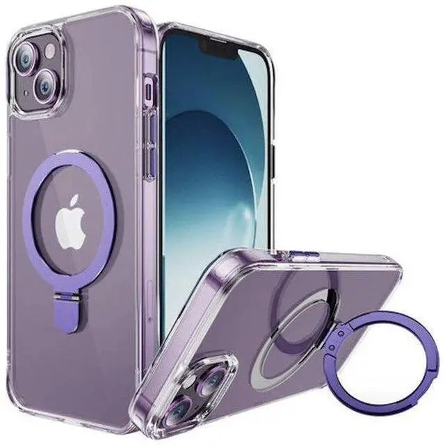 Alt view image 3 of 7 - Entronix [Magnetic] Case Compatible with iPhone 15 Plus - [Hard Back] Clear Gripstand