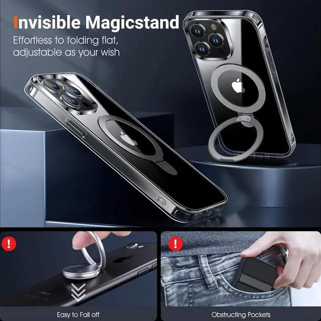 Alt view image 5 of 7 - Entronix [Magnetic] Case Compatible with iPhone 15 Plus - [Hard Back] Clear Gripstand
