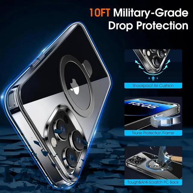 Alt view image 6 of 7 - Entronix [Magnetic] Case Compatible with iPhone 15 Plus - [Hard Back] Clear Gripstand