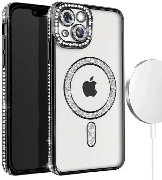 Alt view image 7 of 7 - Entronix [Magnetic] Case Compatible with iPhone 15 Plus - [Clear Back] Luxury Diamonds