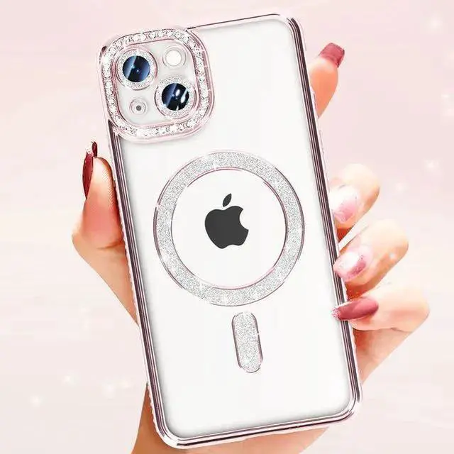 Alt view image 3 of 7 - Entronix [Magnetic] Case Compatible with iPhone 15 Plus - [Clear Back] Luxury Diamonds