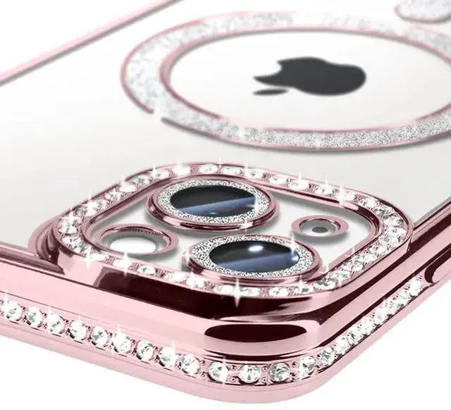 Alt view image 4 of 7 - Entronix [Magnetic] Case Compatible with iPhone 15 Plus - [Clear Back] Luxury Diamonds
