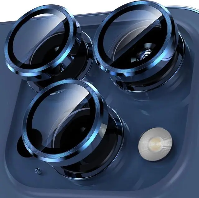 Alt view image 3 of 7 - Entronix Camera Lens Protector Compatible with iPhone 15 Pro/15 Pro Max - Luxury Metal