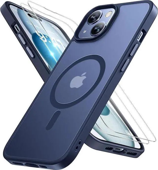 Alt view image 2 of 7 - Entronix Bundle Compatible with iPhone 15 Plus - [Magnetic] Translucent Matte Case & 2 Clear Screen Protectors