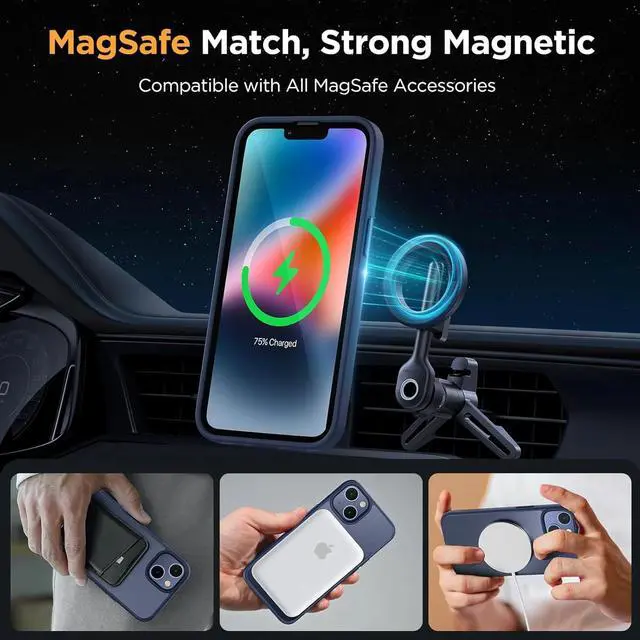 Alt view image 5 of 7 - Entronix Bundle Compatible with iPhone 15 Plus - [Magnetic] Translucent Matte Case & 2 Clear Screen Protectors