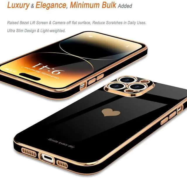 Alt view image 6 of 7 - Entronix Case Compatible with iPhone 14 Pro Max - [Flexible] Luxury Glossy Heart