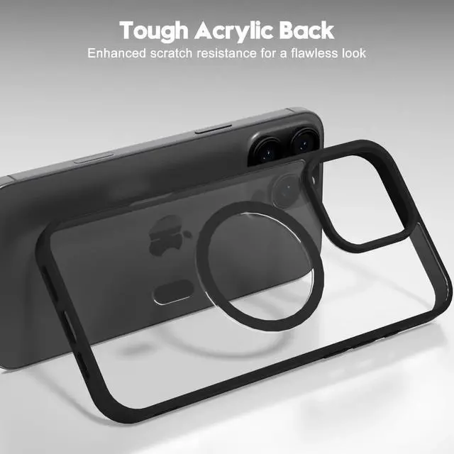 Alt view image 3 of 7 - Entronix [Magnetic] Case Compatible with iPhone 12/12 Pro - [Clear Back] Soft Matte Frame
