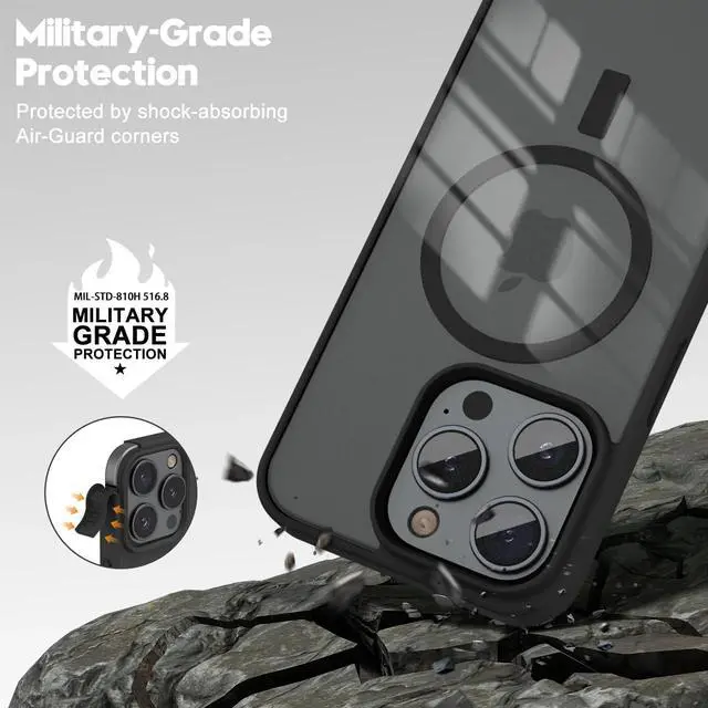 Alt view image 5 of 7 - Entronix [Magnetic] Case Compatible with iPhone 12/12 Pro - [Clear Back] Soft Matte Frame