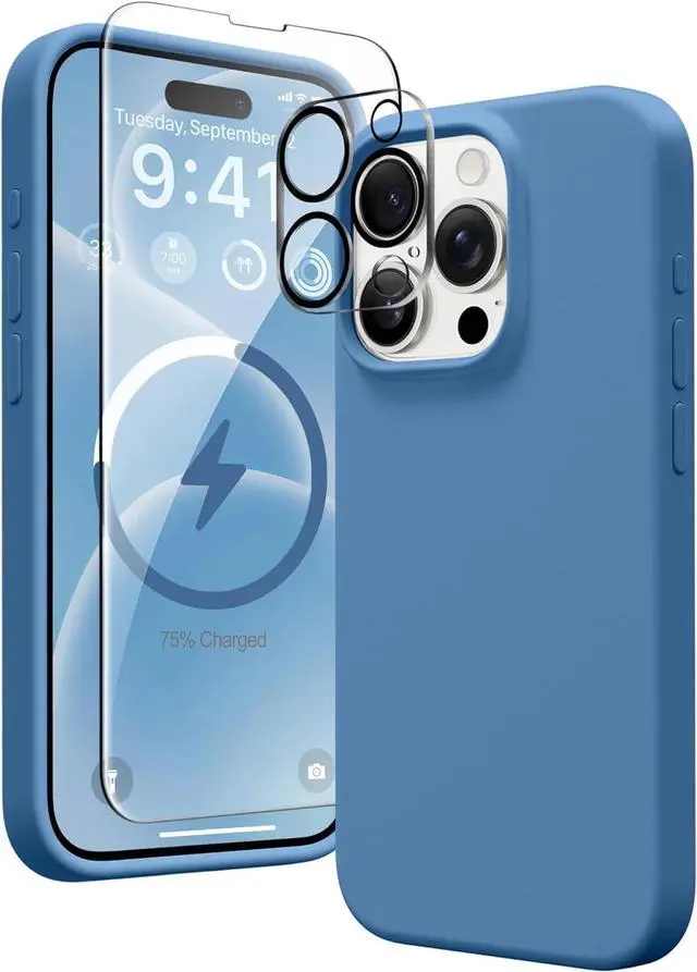 Alt view image 6 of 7 - Entronix Bundle Compatible with iPhone 13 Pro Max - Liquid Silicone Case, 1 Clear Screen Protector & 1 Camera Lens Protector