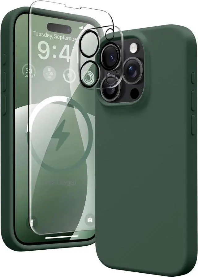 Alt view image 7 of 7 - Entronix Bundle Compatible with iPhone 13 Pro Max - Liquid Silicone Case, 1 Clear Screen Protector & 1 Camera Lens Protector