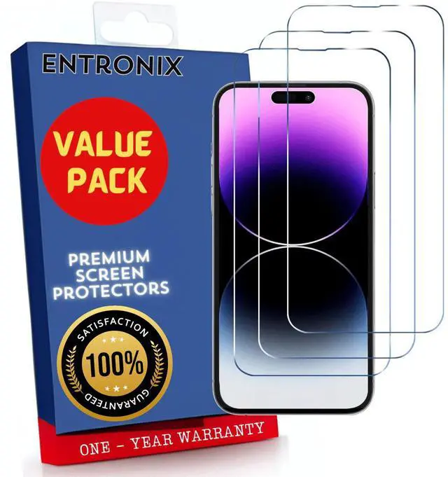 Main image of Entronix Clear Screen Protector Compatible with iPhone 15 Plus - 3-Piece Combo