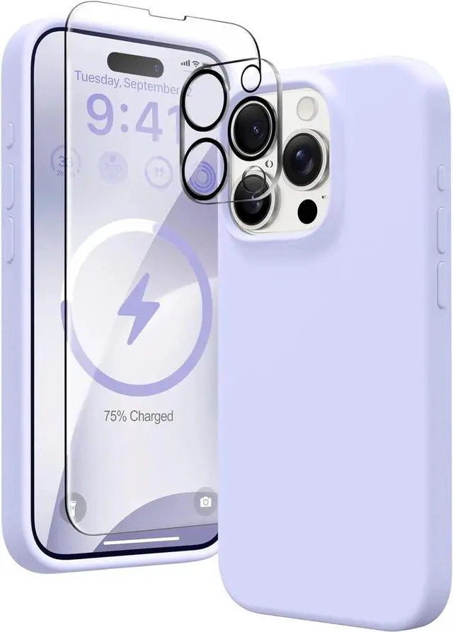 Alt view image 4 of 7 - Entronix Bundle Compatible with iPhone 15 Pro - Liquid Silicone Case, 1 Clear Screen Protector & 1 Camera Lens Protector
