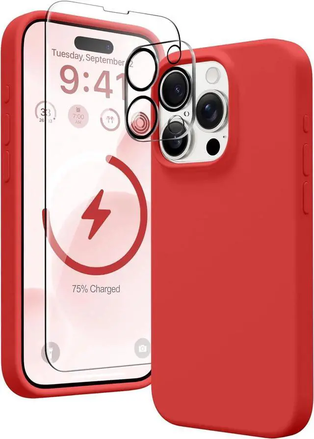 Alt view image 5 of 7 - Entronix Bundle Compatible with iPhone 15 Pro - Liquid Silicone Case, 1 Clear Screen Protector & 1 Camera Lens Protector