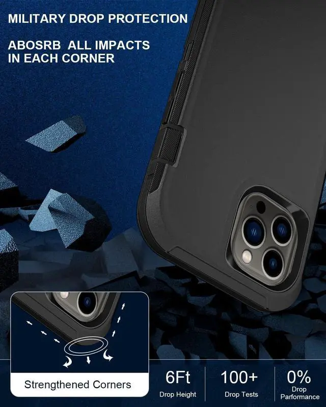 Alt view image 3 of 5 - Entronix Bundle Compatible with iPhone 13 Pro - Heavy Duty Case & 2 Clear Screen Protectors