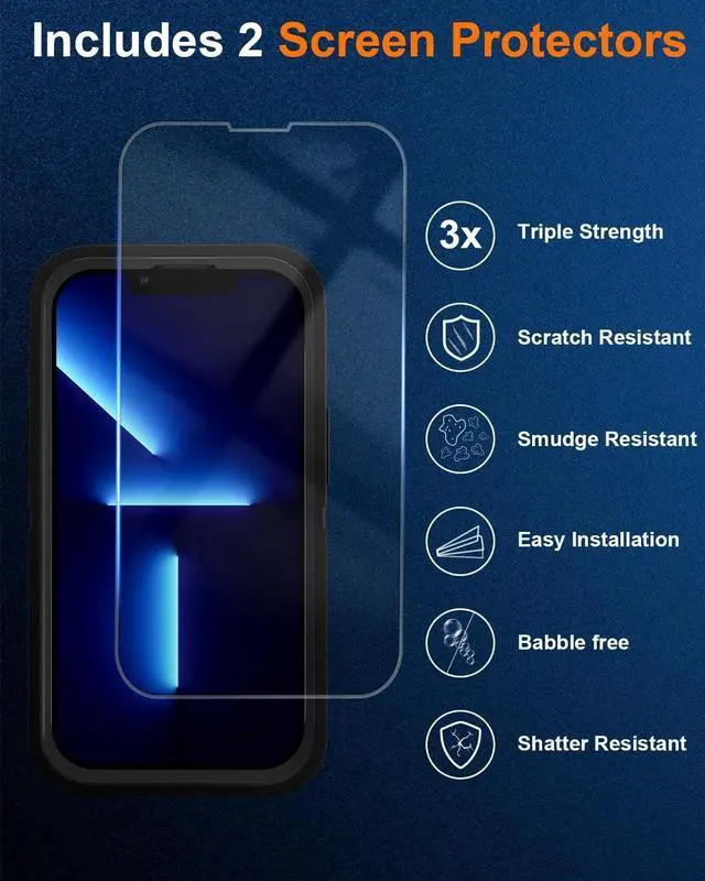 Alt view image 5 of 5 - Entronix Bundle Compatible with iPhone 13 Pro - Heavy Duty Case & 2 Clear Screen Protectors