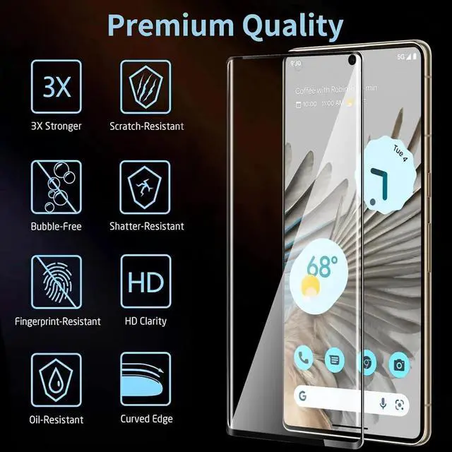 Alt view image 3 of 6 - Entronix Clear Screen Protector Compatible with Pixel 7 - 2 Piece Combo
