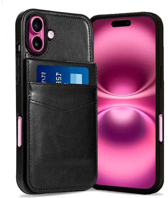 Alt view image 2 of 7 - Entronix Case Compatible with iPhone 16 - [6 Slot Card Holder] Slim Leather Wallet