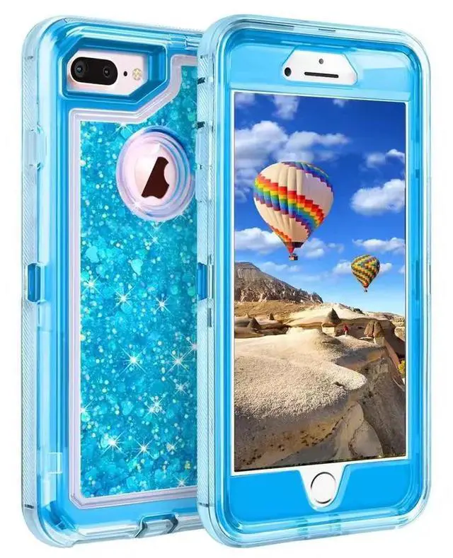 Main image of Entronix Case Compatible with iPhone 8/7/SE - Liquid Glitter Triple-Layer Heavy Duty Protection