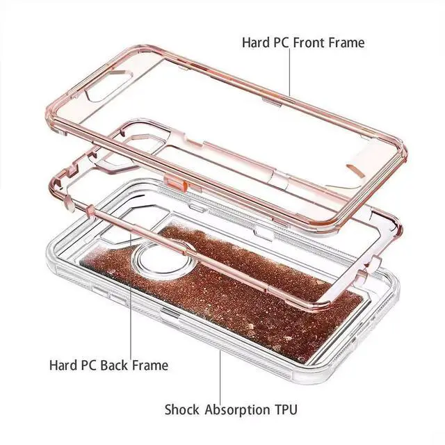 Alt view image 7 of 7 - Entronix Case Compatible with iPhone 8/7/SE - Liquid Glitter Triple-Layer Heavy Duty Protection