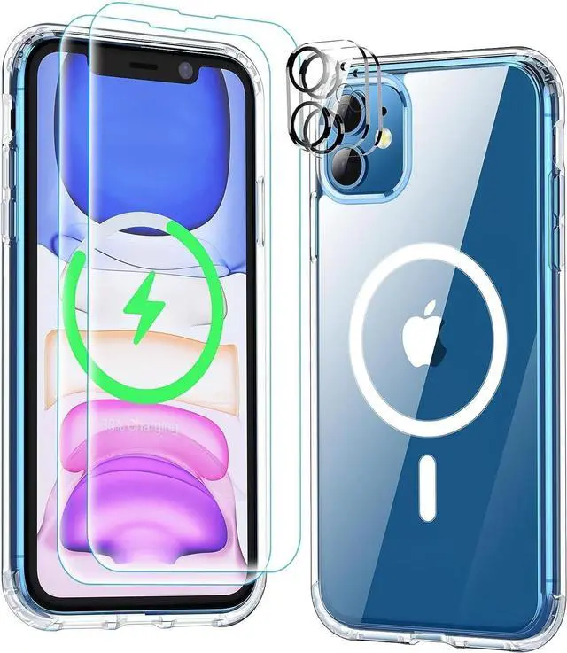 Main image of Entronix Bundle Compatible with iPhone 12 - [Magnetic] Clear Case, 2 Clear Screen Protectors & 2 Camera Lens Protectors