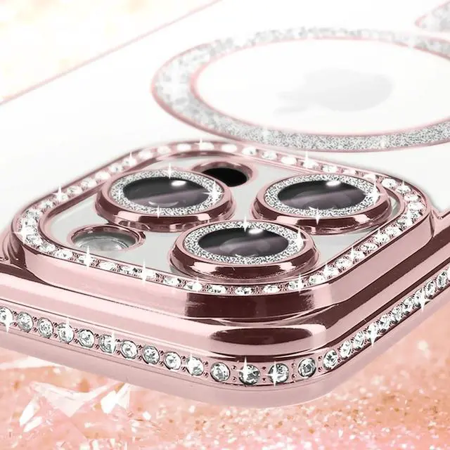 Alt view image 5 of 7 - Entronix [Magnetic] Case Compatible with iPhone 16 Pro - [Clear Back] Luxury Diamonds