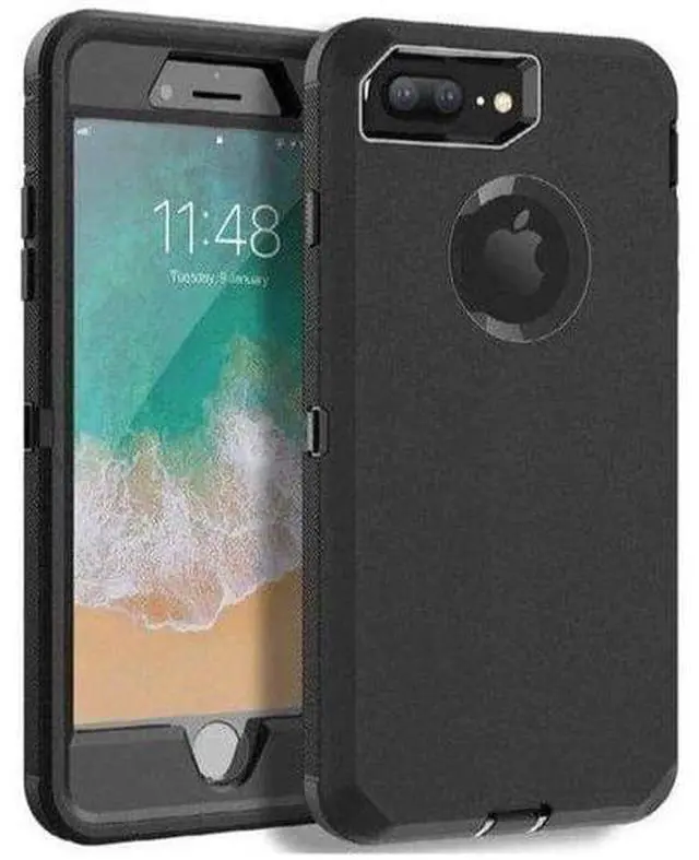 Alt view image 2 of 8 - iPhone 7 Plus and iPhone 8 Plus Heavy Duty Defender Case - Black