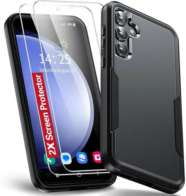 Alt view image 2 of 7 - Entronix Bundle Compatible with Galaxy S25 - Soft-Touch Dual-Layer Case & 2 Clear Screen Protectors