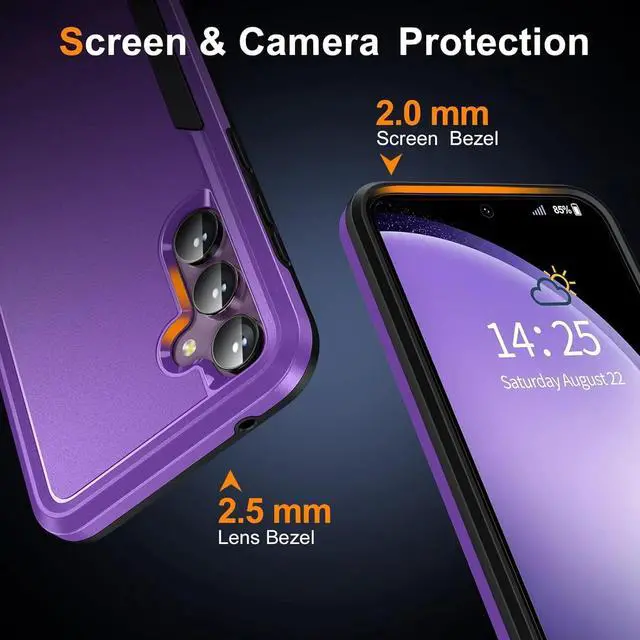 Alt view image 7 of 7 - Entronix Bundle Compatible with Galaxy S25 - Soft-Touch Dual-Layer Case & 2 Clear Screen Protectors