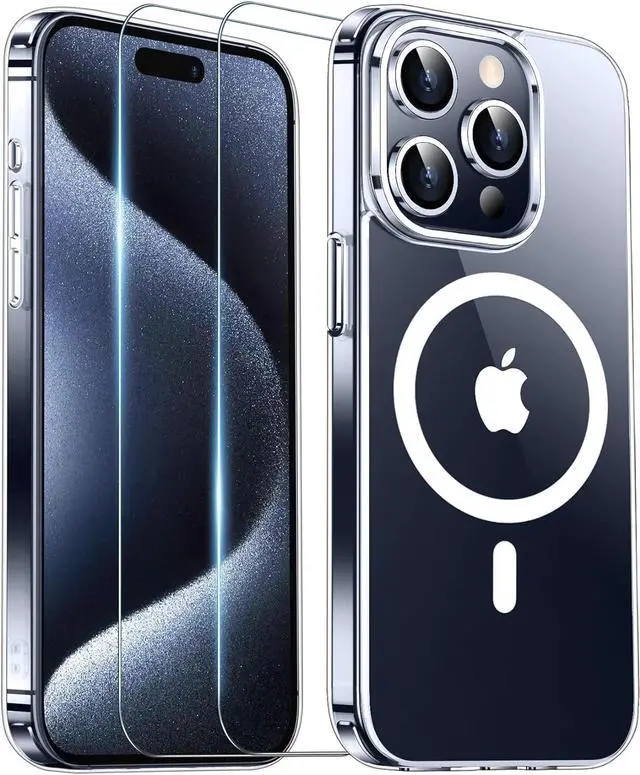 Main image of Entronix Bundle Compatible with iPhone 15 Pro Max - [Magnetic] Clear Case & 2 Clear Screen Protectors