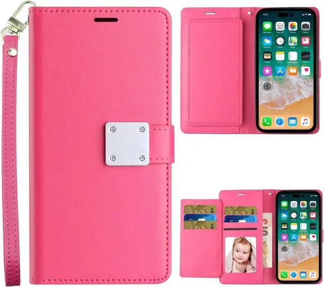 Alt view image 4 of 7 - Entronix Case Compatible with Galaxy S22 Ultra - Foldable Leather Wallet, Card Holder & Lanyard