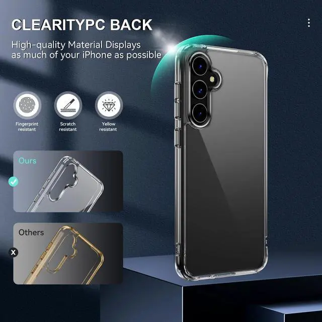 Alt view image 3 of 6 - Entronix Bundle Compatible with Galaxy S25 - [Hard] Clear Case, 1 Clear Clear Screen Protector & 1 Camera Lens Protector