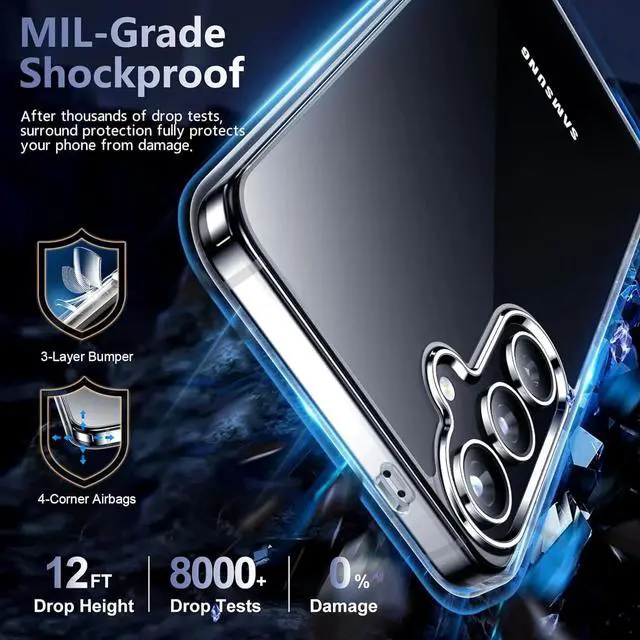 Alt view image 4 of 6 - Entronix Bundle Compatible with Galaxy S25 - [Hard] Clear Case, 2 Clear Clear Screen Protector & 2 Camera Lens Protectors